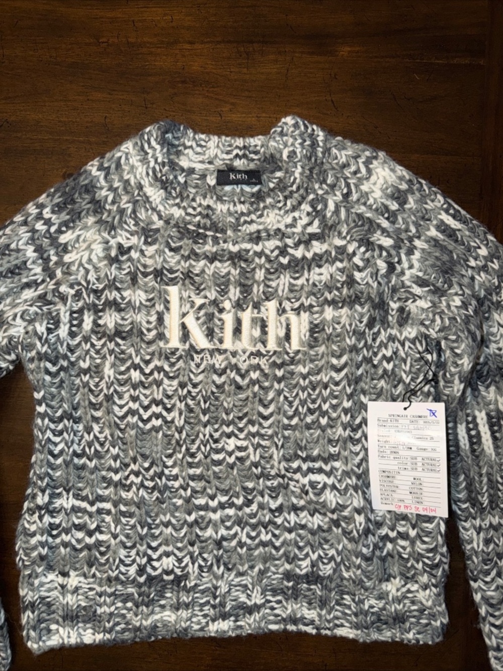 KITH Winter Classics Gray White Knit Sweater Girls Large 10/12 Logo NWT Sample